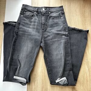 Sneak Peek Sample Jean Slit Knee Flare Raw Hem Black Denim Size 26 in